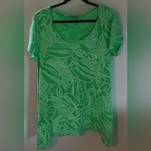 Fresh Produce Top XXL Green with Gray Tropical Design